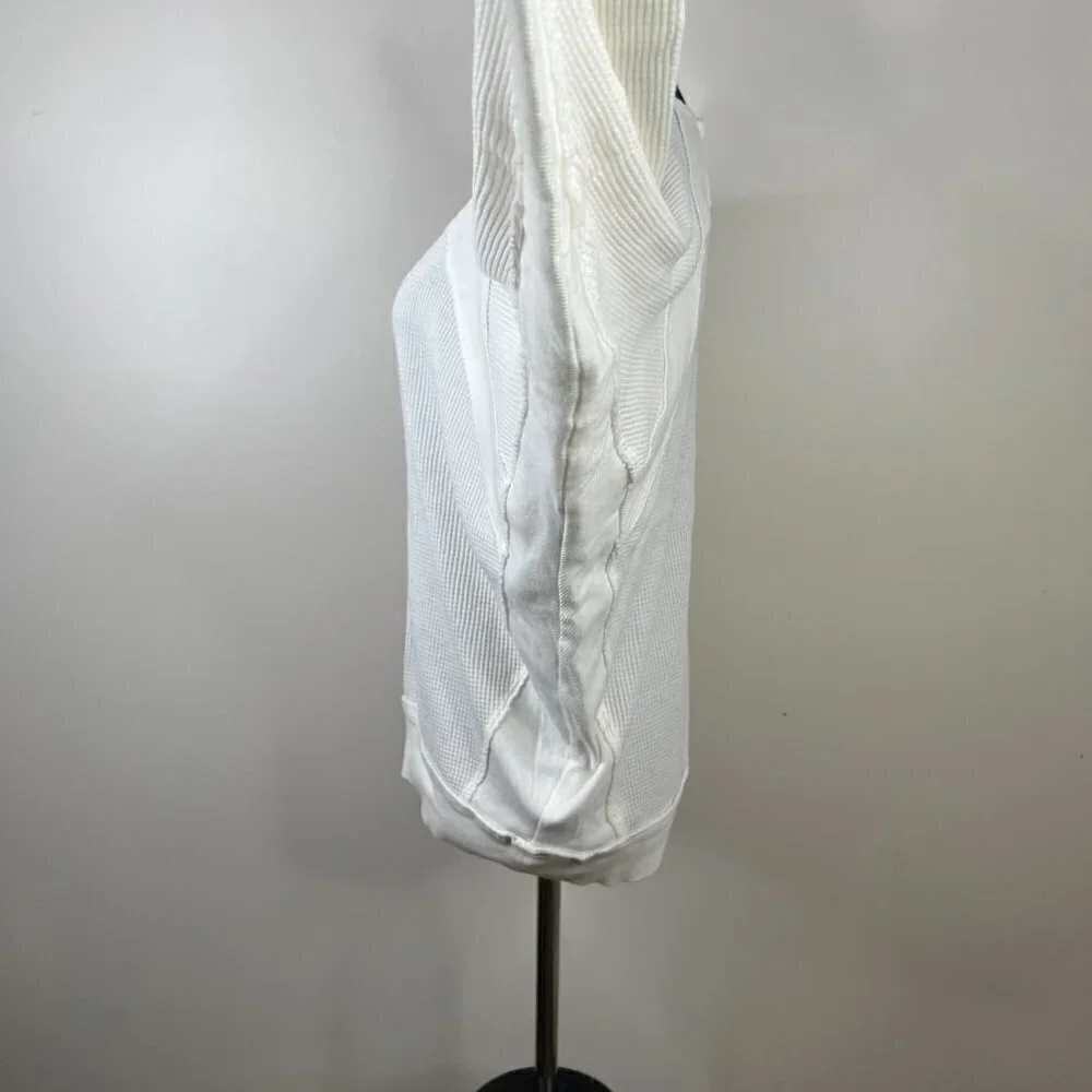Free‎ People Santa Clara Waffle Knit Thermal Long Sleeve Top in Alabaster White